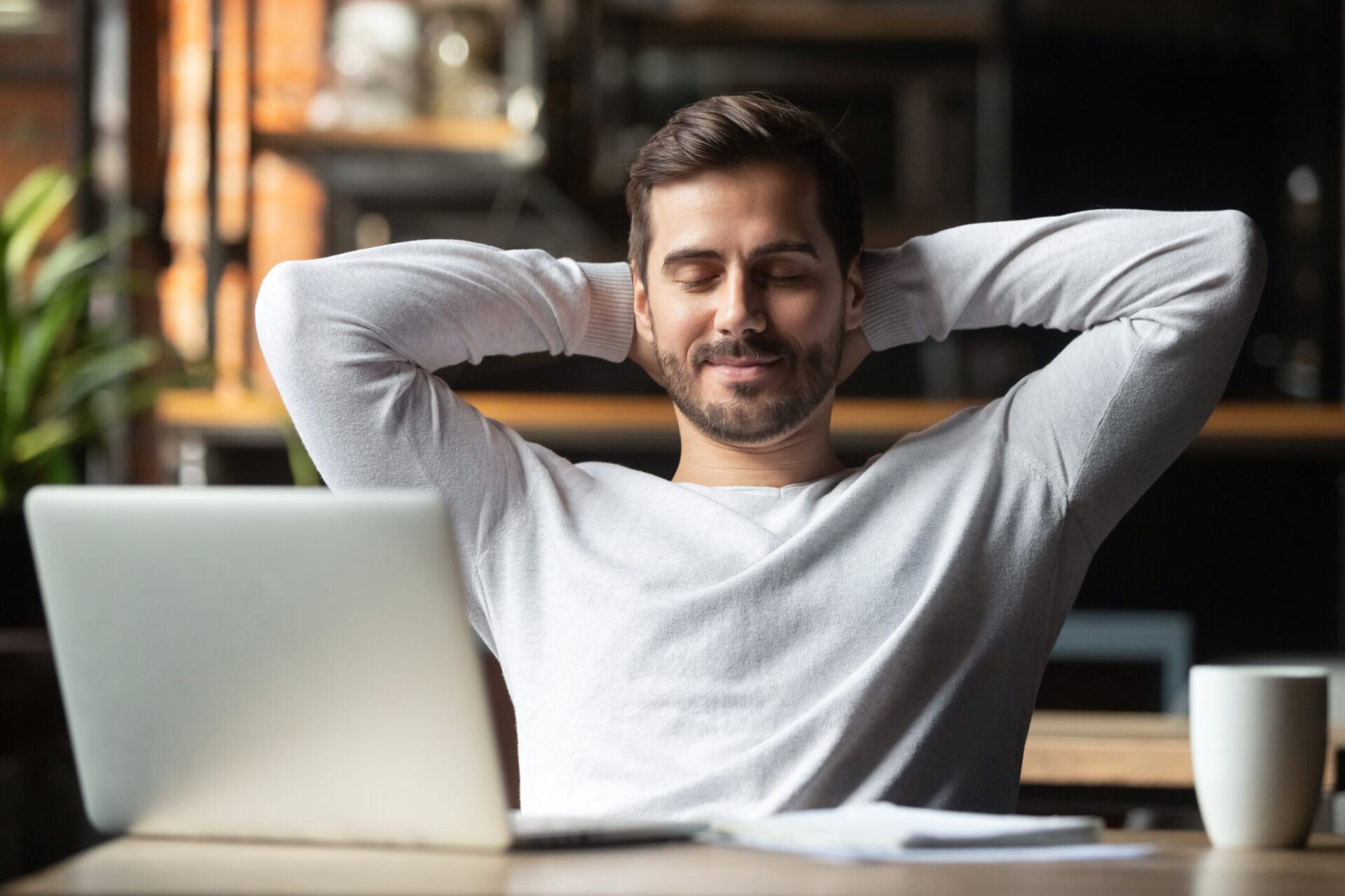 Man taking a break from work