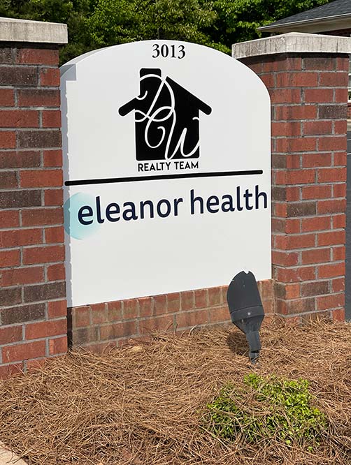 Eleanor Health sign at the addiction treatment clinic in Matthews, North Carolina