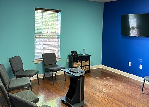 Group therapy room in Eleanor Health clinic in Matthews, North Carolina