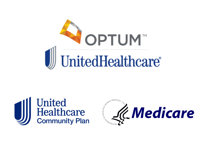 Optum, United Healthcare, UH Community Plan and Medicare logos