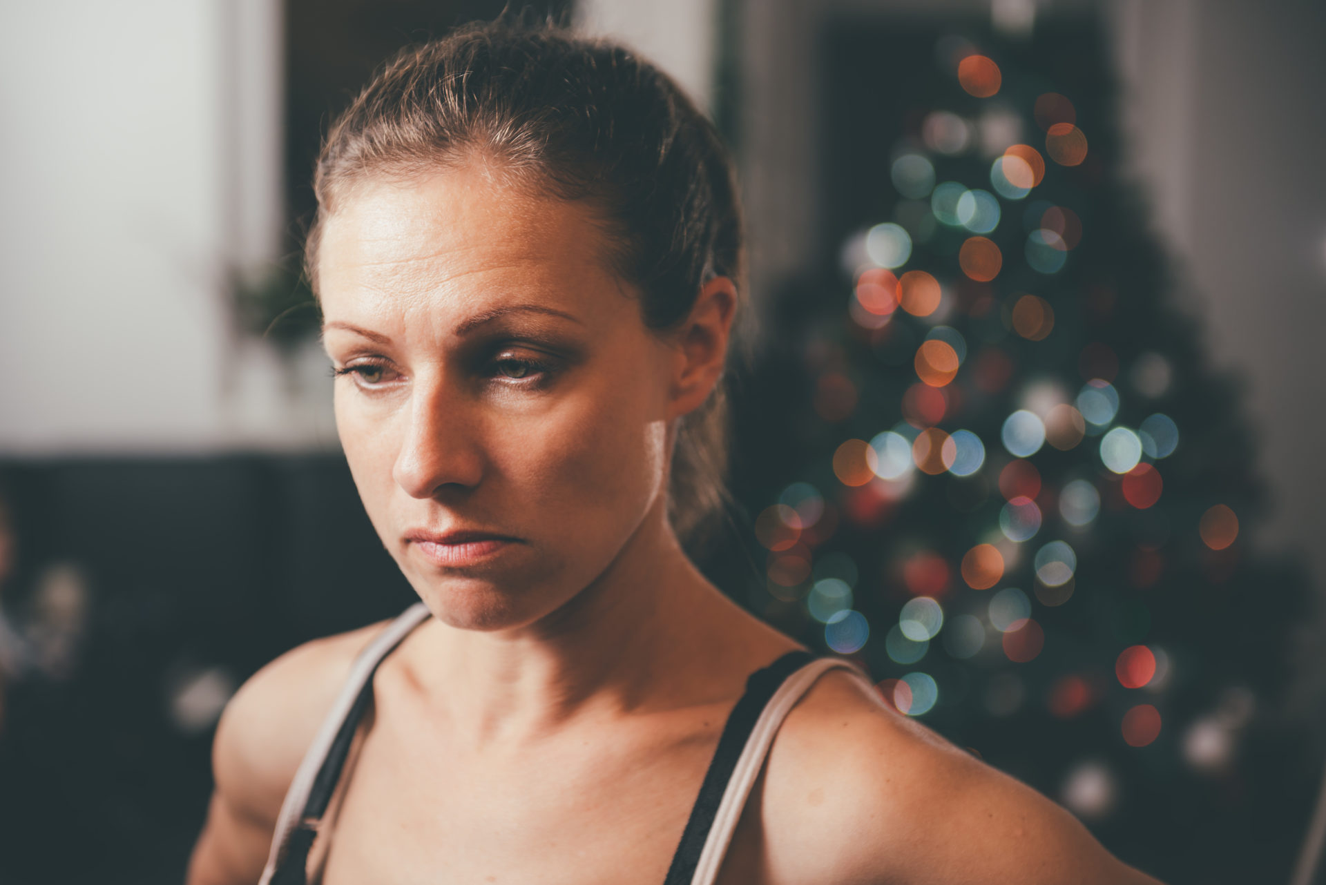A woman is dealing with addiction during the holidays