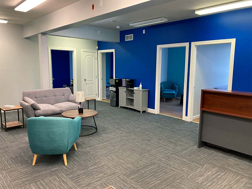 Clinic lobby for Eleanor Health's mental health treatment clinic in Galloway, New Jersey