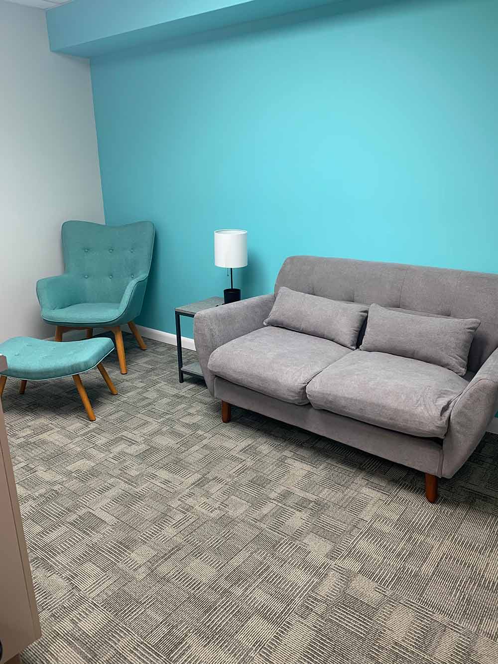Therapy room at Eleanor Health's mental health treatment clinic in Sparta, New Jersey