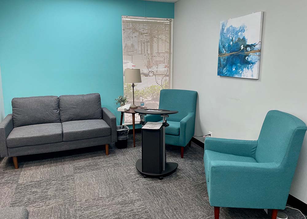 Support group room at Eleanor Health's addiction treatment clinic in Seattle, Washington