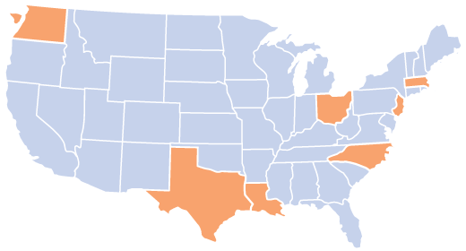 An icon of the United States with highlighted states where Eleanor Health has clinics located