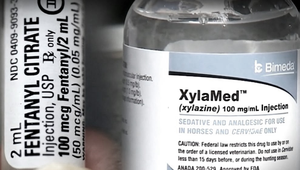The labels of Xylazine and Fentanyl, two very dangerous drugs