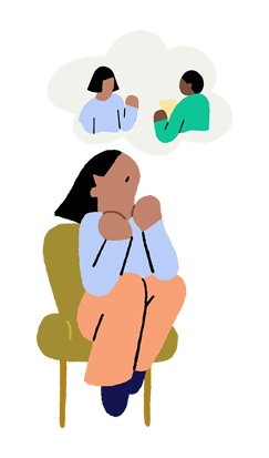A woman talks during therapy